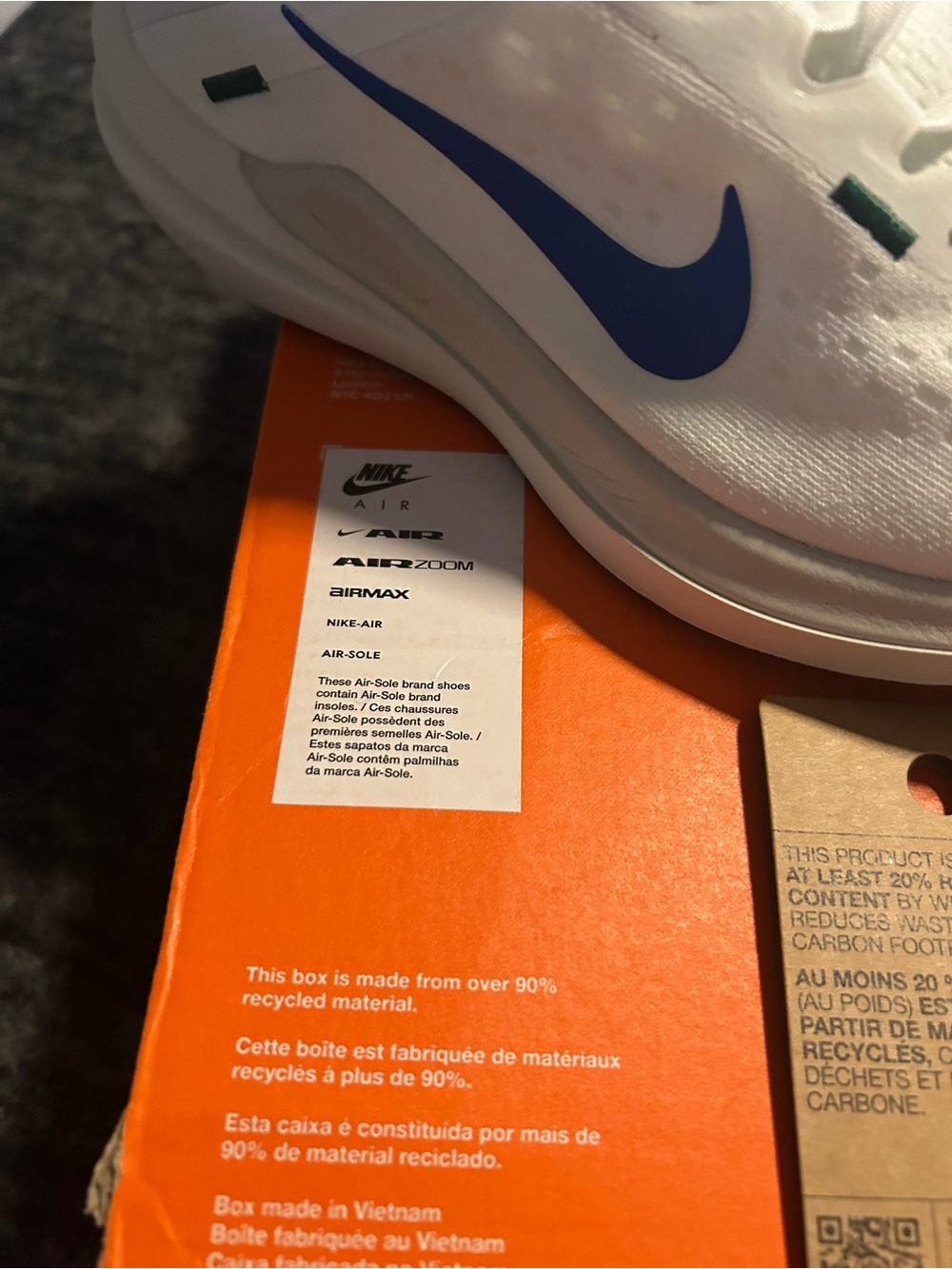 Nike White Running Shoes with Green and Blue Swooshes - Picture 7 of 8